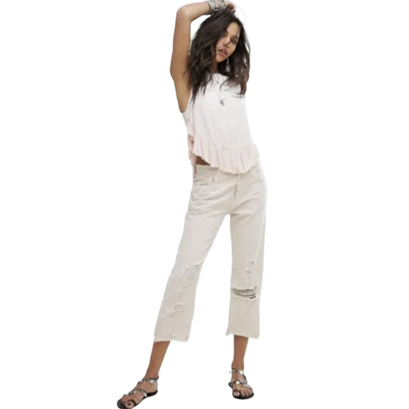 Free People Light Pink Sleeveless Ruffled Boho Top - NWT Size Small - Picture 3 of 9